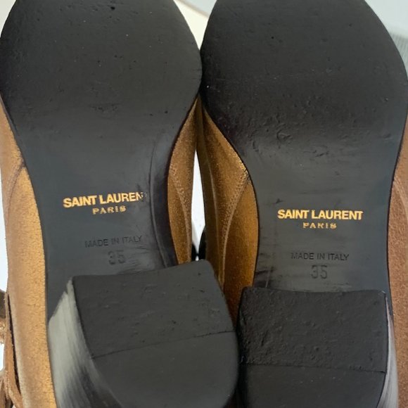Saint Laurent Metallic Gold Leather Ankle boot 35 - Picture 2 of 4